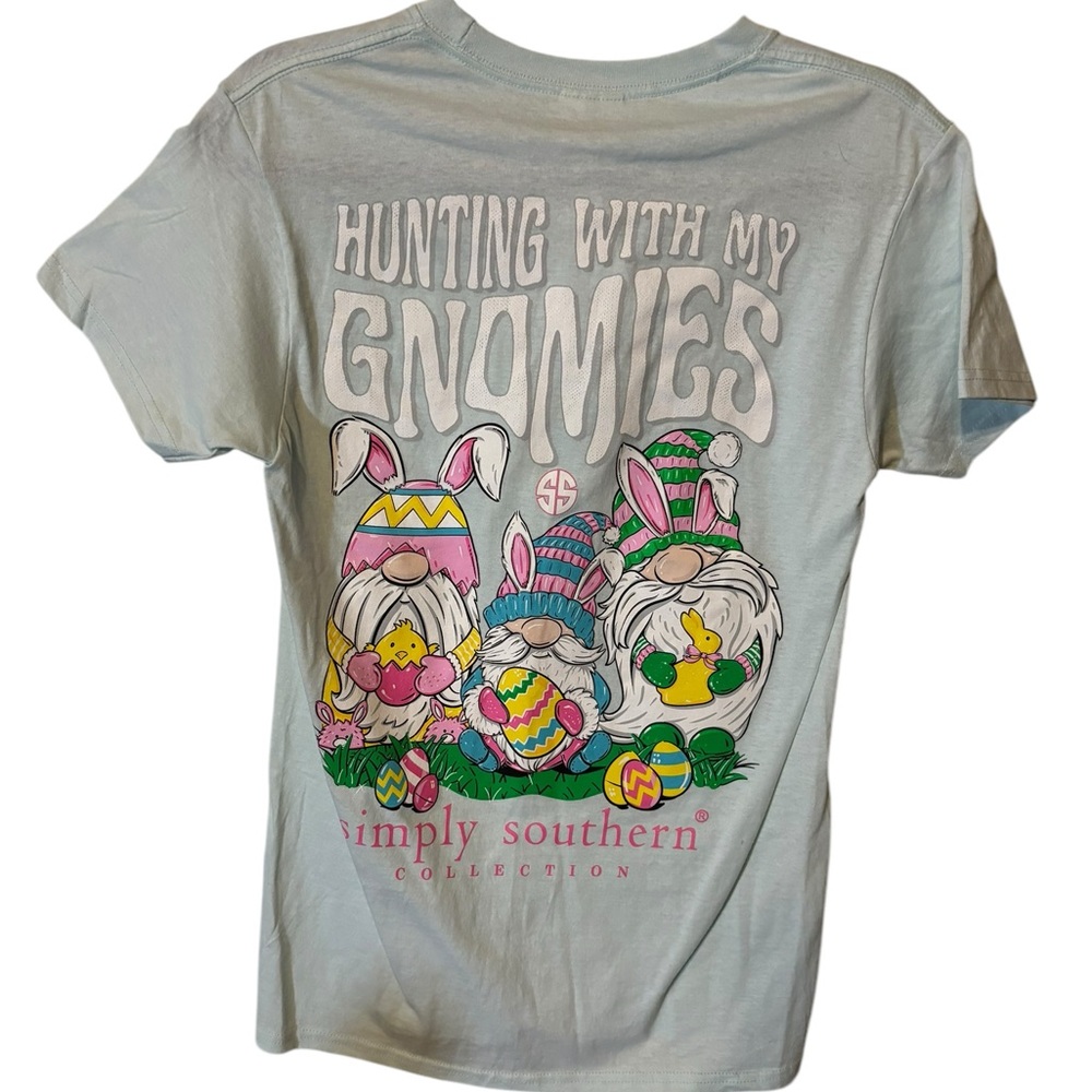 Simply Southern Size Small Gnome Easter Themed T Shirt NWT